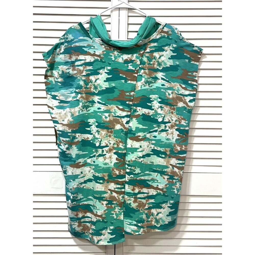 NWT bobbie brooks Women 2x knit top & scarf cap sleeves green Stretch - Picture 9 of 14